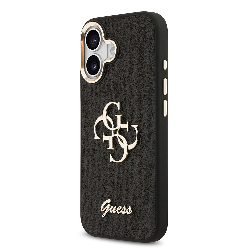 iPhone 17 Kılıf Guess Orijinal Lisanslı 4G Büyük Metal Kamera Çerçeveli ve Logolu Glitter Kılıf