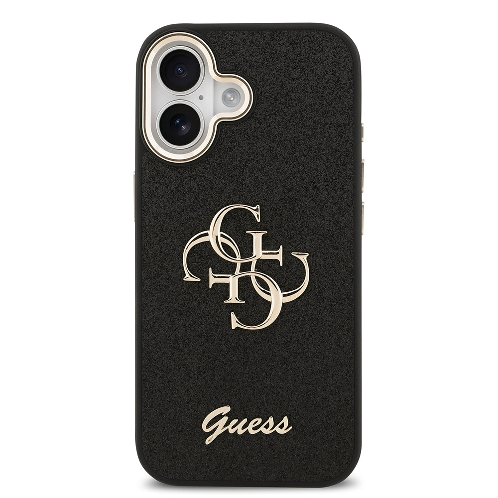 iPhone 17 Kılıf Guess Orijinal Lisanslı 4G Büyük Metal Kamera Çerçeveli ve Logolu Glitter Kılıf