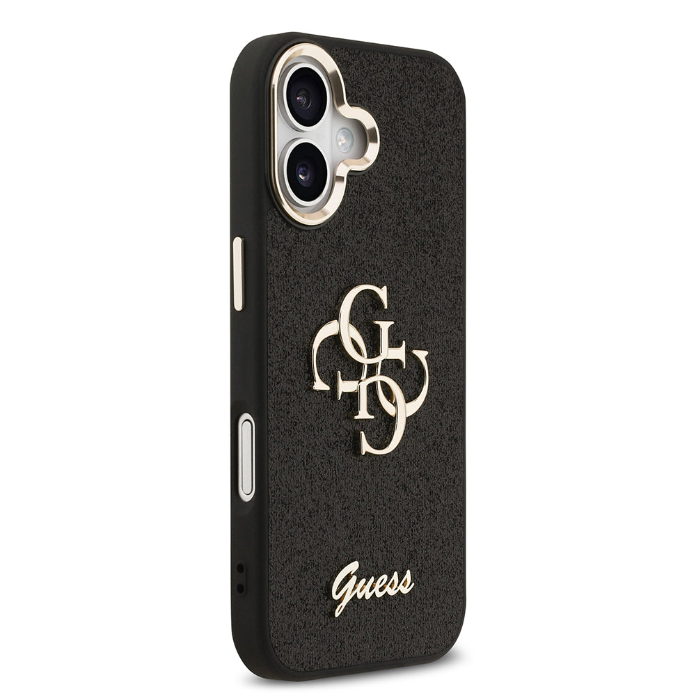 iPhone 17 Kılıf Guess Orijinal Lisanslı 4G Büyük Metal Kamera Çerçeveli ve Logolu Glitter Kılıf