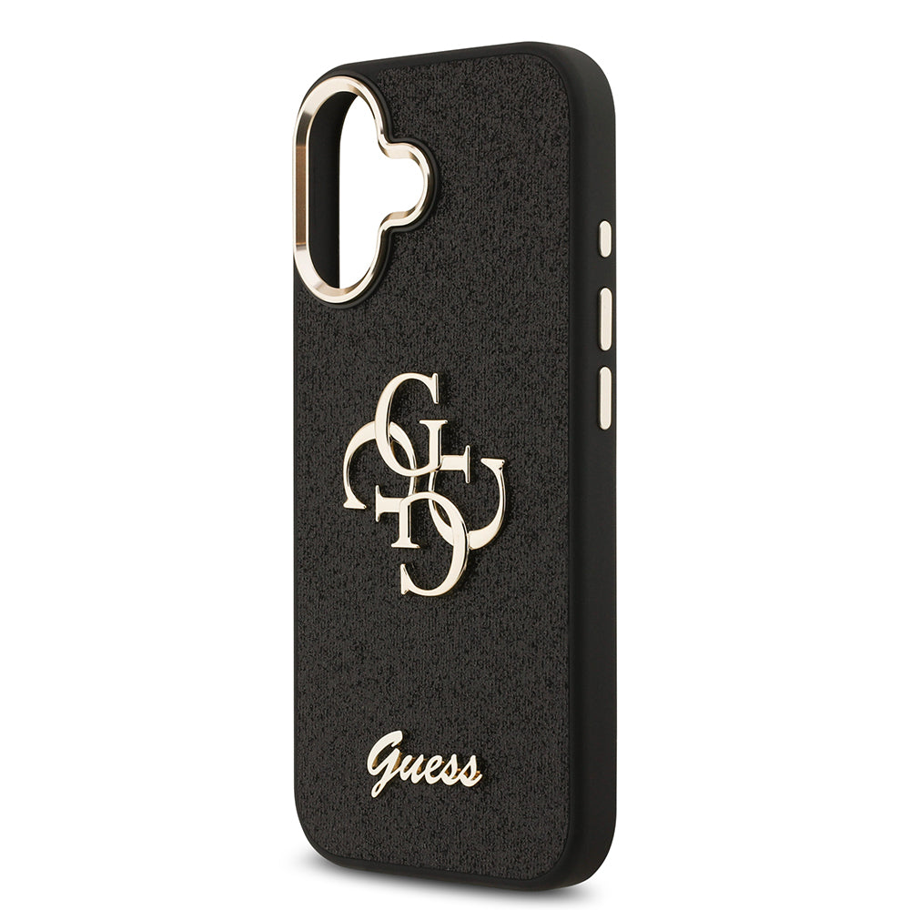 iPhone 17 Kılıf Guess Orijinal Lisanslı 4G Büyük Metal Kamera Çerçeveli ve Logolu Glitter Kılıf
