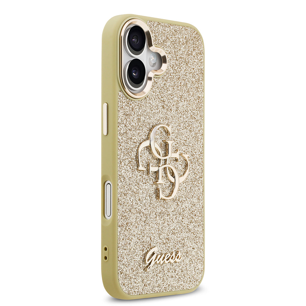 iPhone 17 Kılıf Guess Orijinal Lisanslı 4G Büyük Metal Kamera Çerçeveli ve Logolu Glitter Kılıf