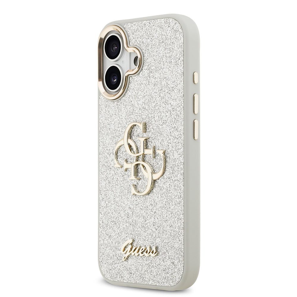 iPhone 17 Kılıf Guess Orijinal Lisanslı 4G Büyük Metal Kamera Çerçeveli ve Logolu Glitter Kılıf