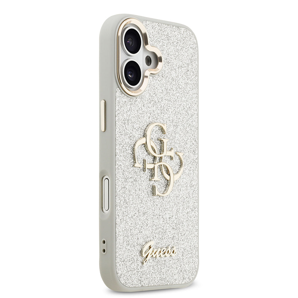 iPhone 17 Kılıf Guess Orijinal Lisanslı 4G Büyük Metal Kamera Çerçeveli ve Logolu Glitter Kılıf