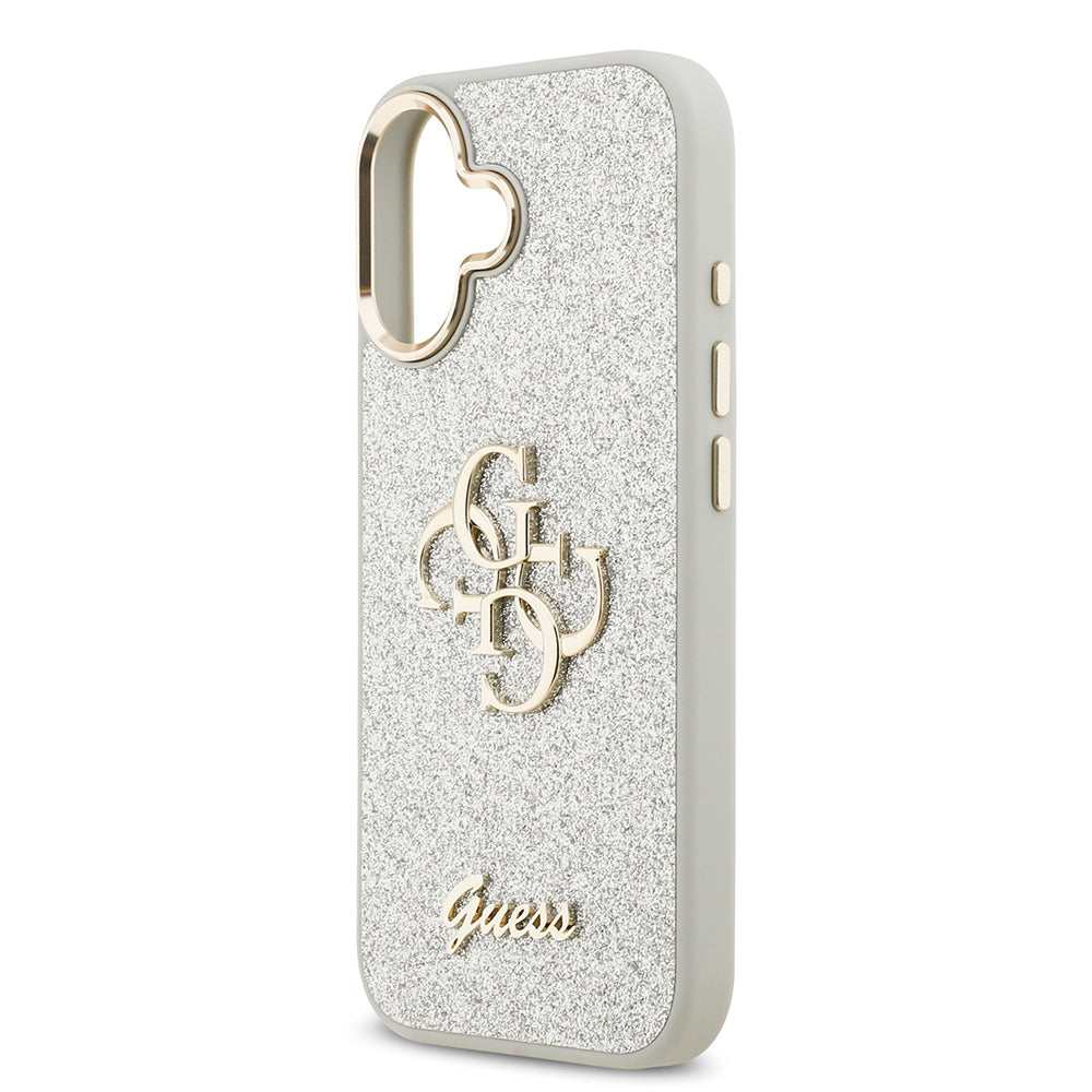 iPhone 17 Kılıf Guess Orijinal Lisanslı 4G Büyük Metal Kamera Çerçeveli ve Logolu Glitter Kılıf