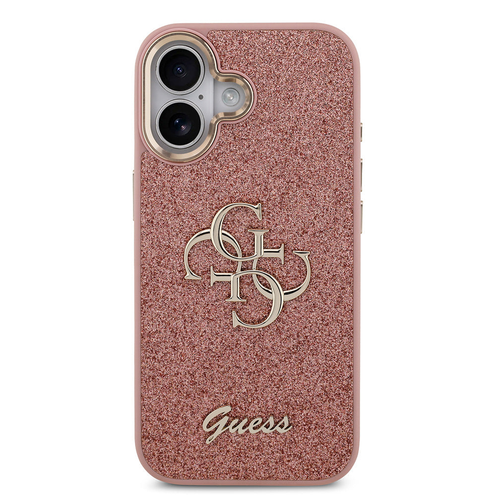 iPhone 17 Kılıf Guess Orijinal Lisanslı 4G Büyük Metal Kamera Çerçeveli ve Logolu Glitter Kılıf