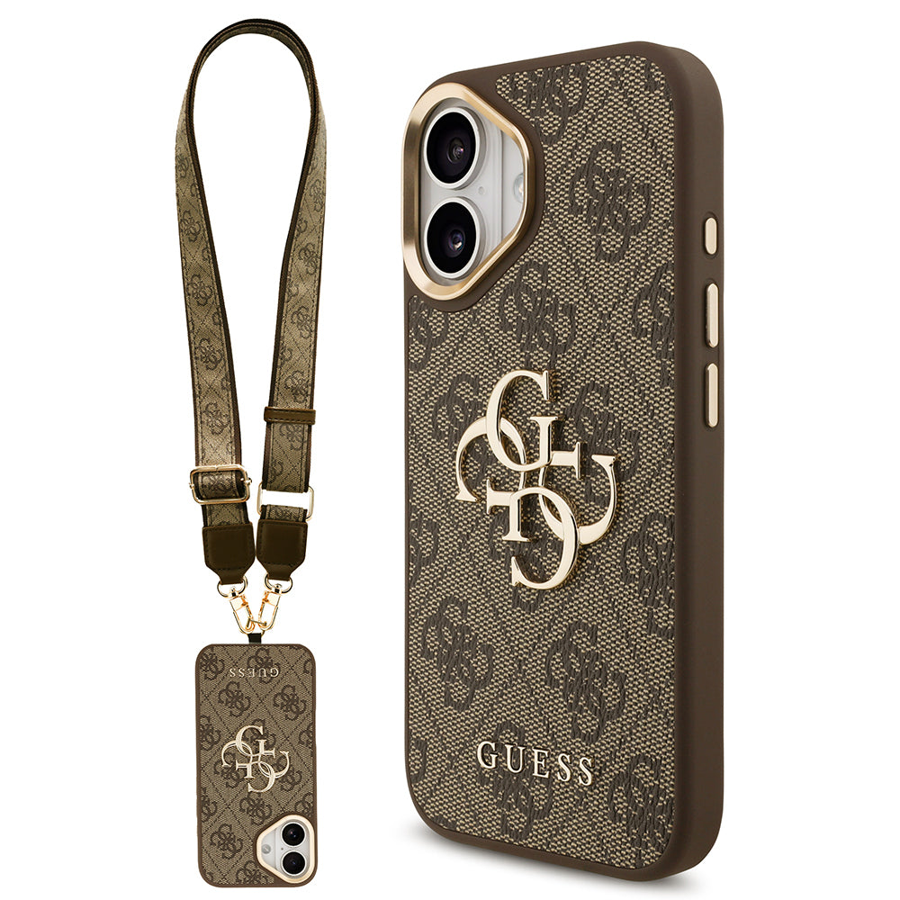 iPhone 17 Kılıf Guess Orijinal Lisanslı 4G Büyük Metal Logolu Kalın Askılı Kılıf