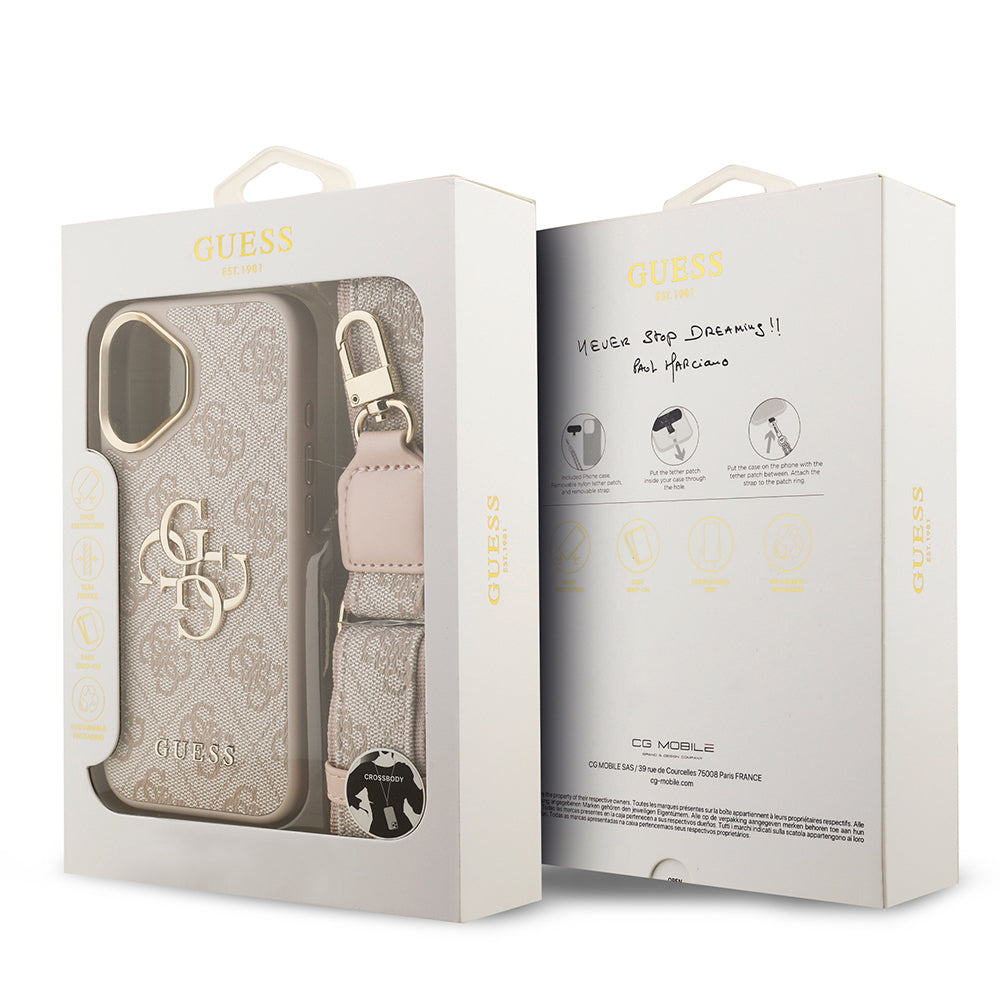 iPhone 17 Kılıf Guess Orijinal Lisanslı 4G Büyük Metal Logolu Kalın Askılı Kılıf