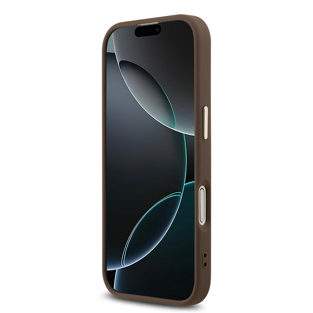 iPhone 17 Kılıf Guess Orijinal Lisanslı Gold Metal Kamera Çerçeveli 4G Desenli Metal Büyük 4G ve Yazı Logolu Kılıf