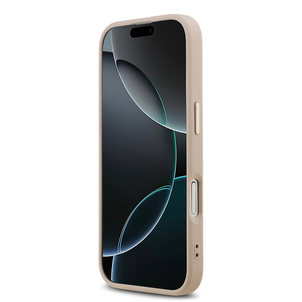 iPhone 17 Kılıf Guess Orijinal Lisanslı Gold Metal Kamera Çerçeveli 4G Desenli Metal Büyük 4G ve Yazı Logolu Kılıf