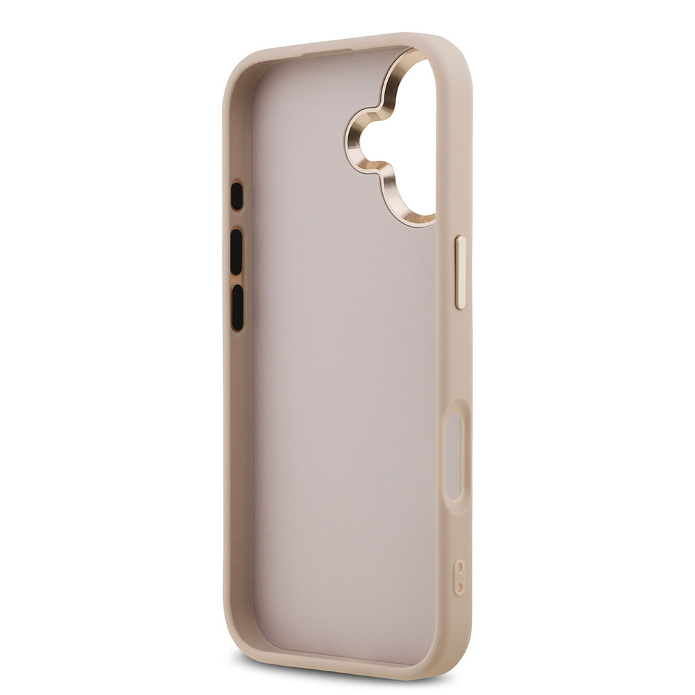 iPhone 17 Kılıf Guess Orijinal Lisanslı Gold Metal Kamera Çerçeveli 4G Desenli Metal Büyük 4G ve Yazı Logolu Kılıf