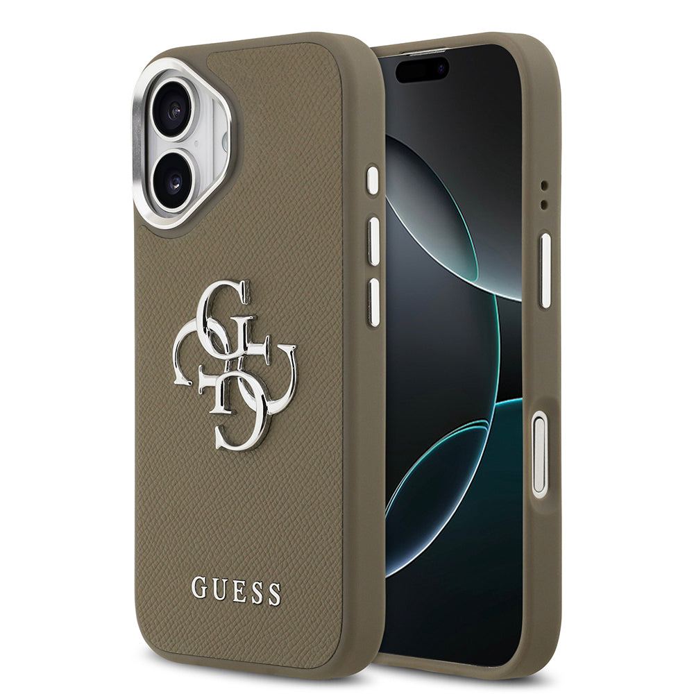 iPhone 17 Kılıf Guess Orijinal Lisanslı Grained 4G Metal Büyük Logolu Kılıf