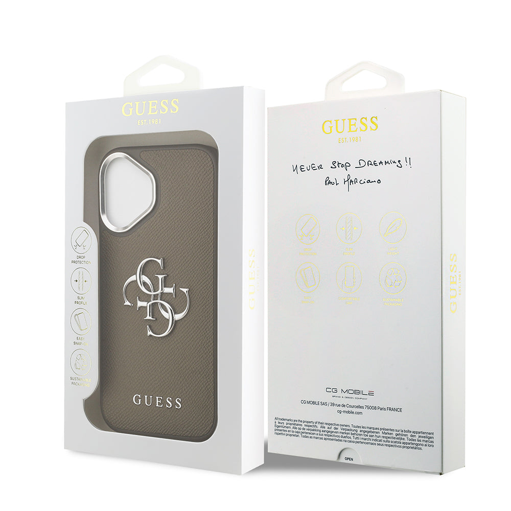 iPhone 17 Kılıf Guess Orijinal Lisanslı Grained 4G Metal Büyük Logolu Kılıf