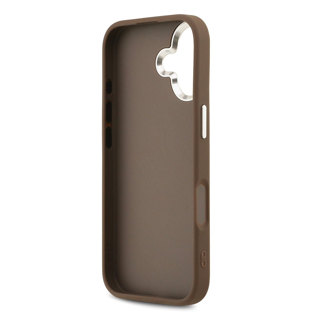 iPhone 17 Kılıf Guess Orijinal Lisanslı Gümüş Metal Kamera Çerçeveli 4G Desenli Metal Büyük 4G ve Yazı Logolu Kılıf