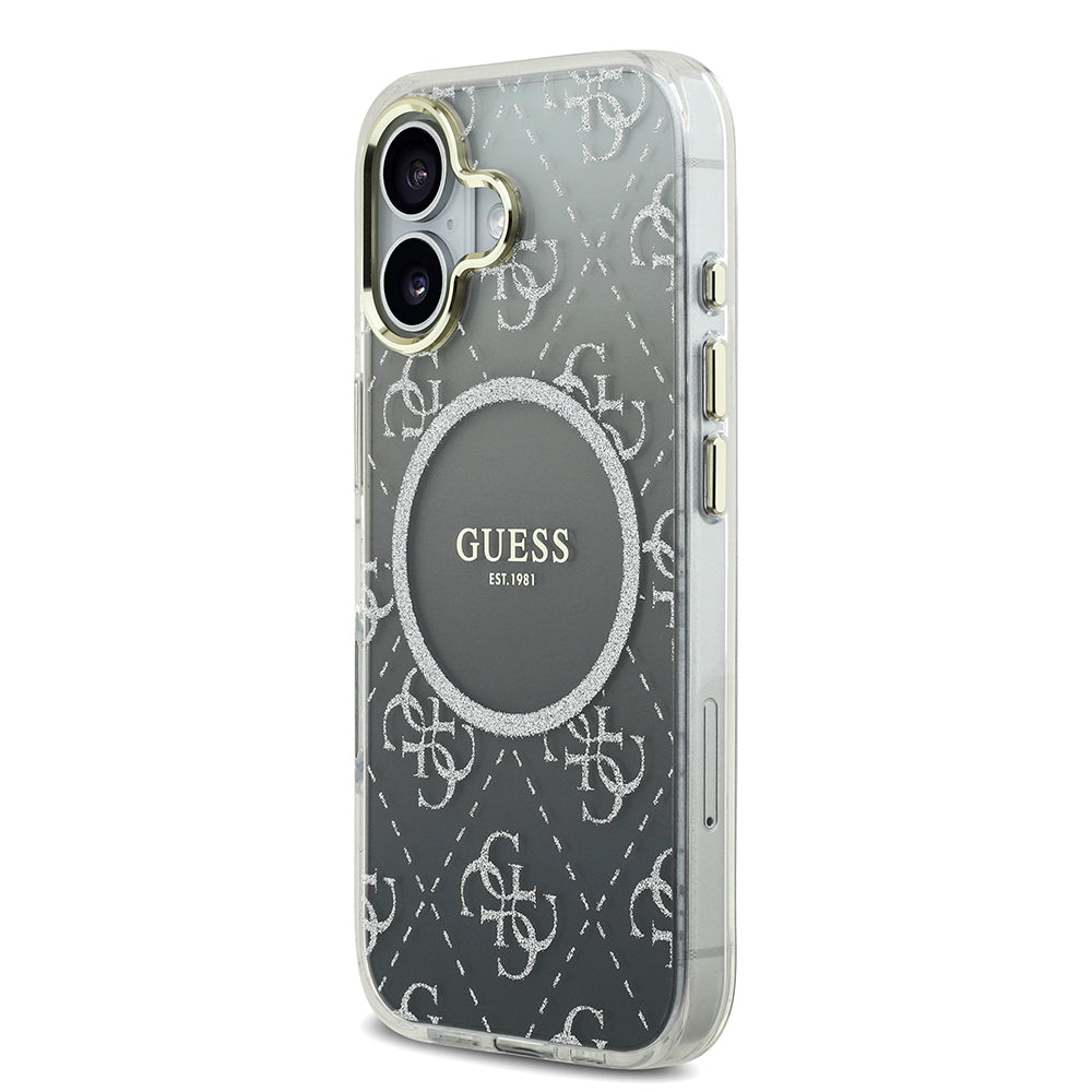 iPhone 17 Kılıf Guess Orijinal Lisanslı M-safe Şarj Özellikli 4G Desenli Simli Silikon Kılıf