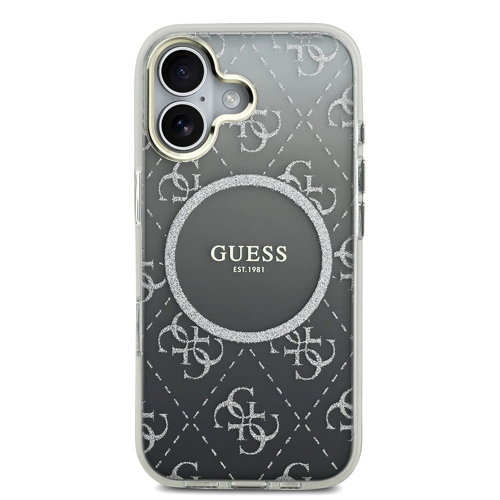 iPhone 17 Kılıf Guess Orijinal Lisanslı M-safe Şarj Özellikli 4G Desenli Simli Silikon Kılıf