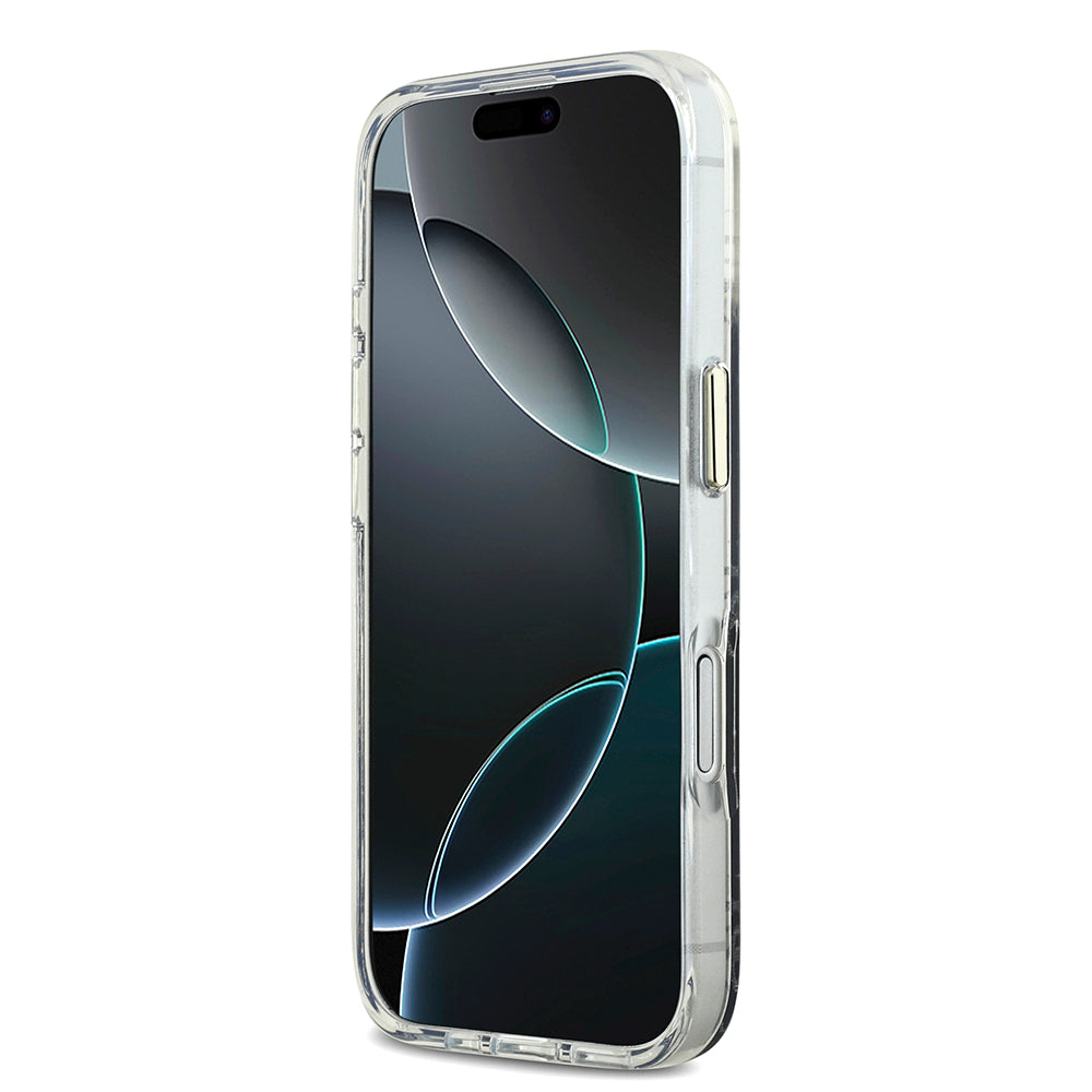 iPhone 17 Kılıf Guess Orijinal Lisanslı M-safe Şarj Özellikli 4G Desenli Simli Silikon Kılıf