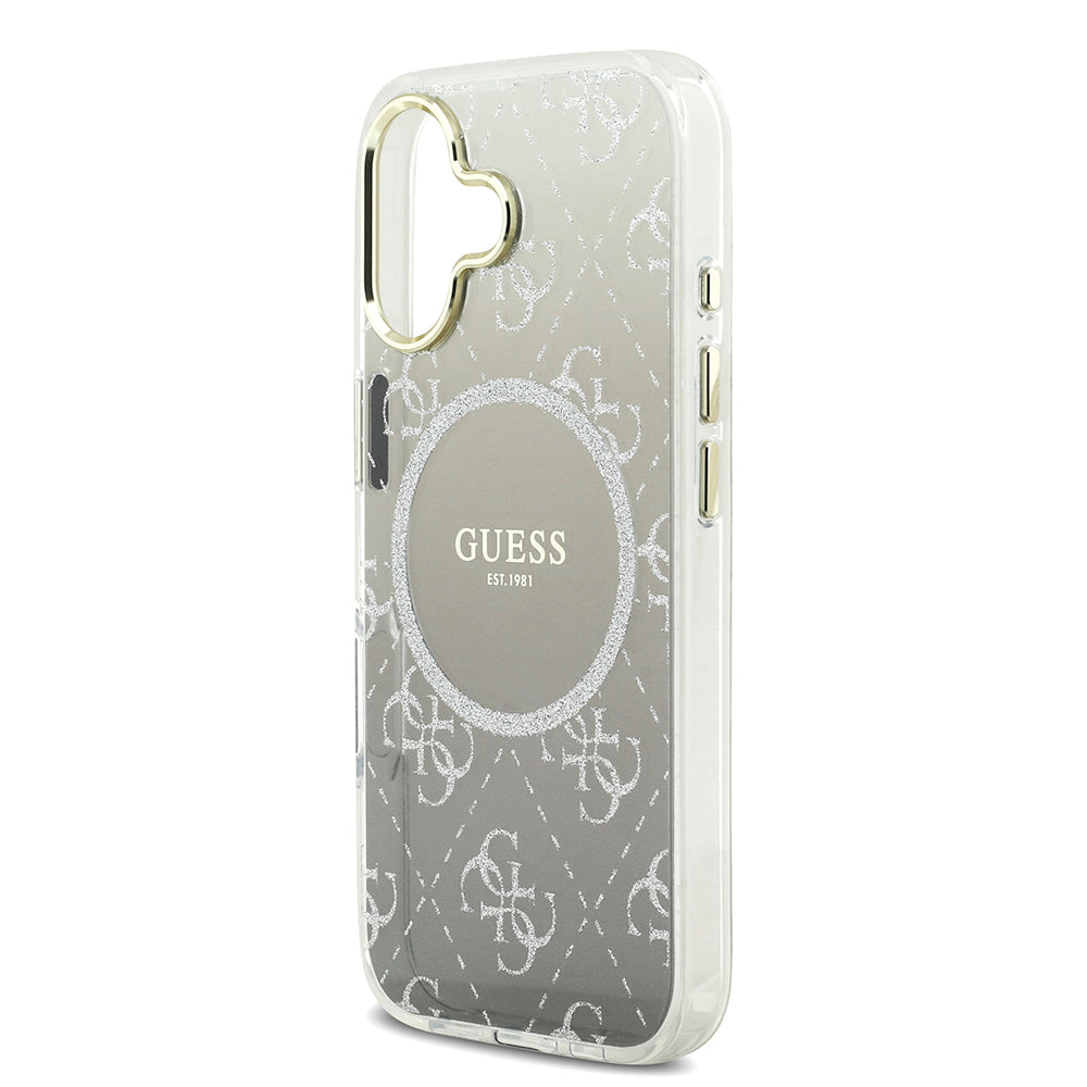 iPhone 17 Kılıf Guess Orijinal Lisanslı M-safe Şarj Özellikli 4G Desenli Simli Silikon Kılıf