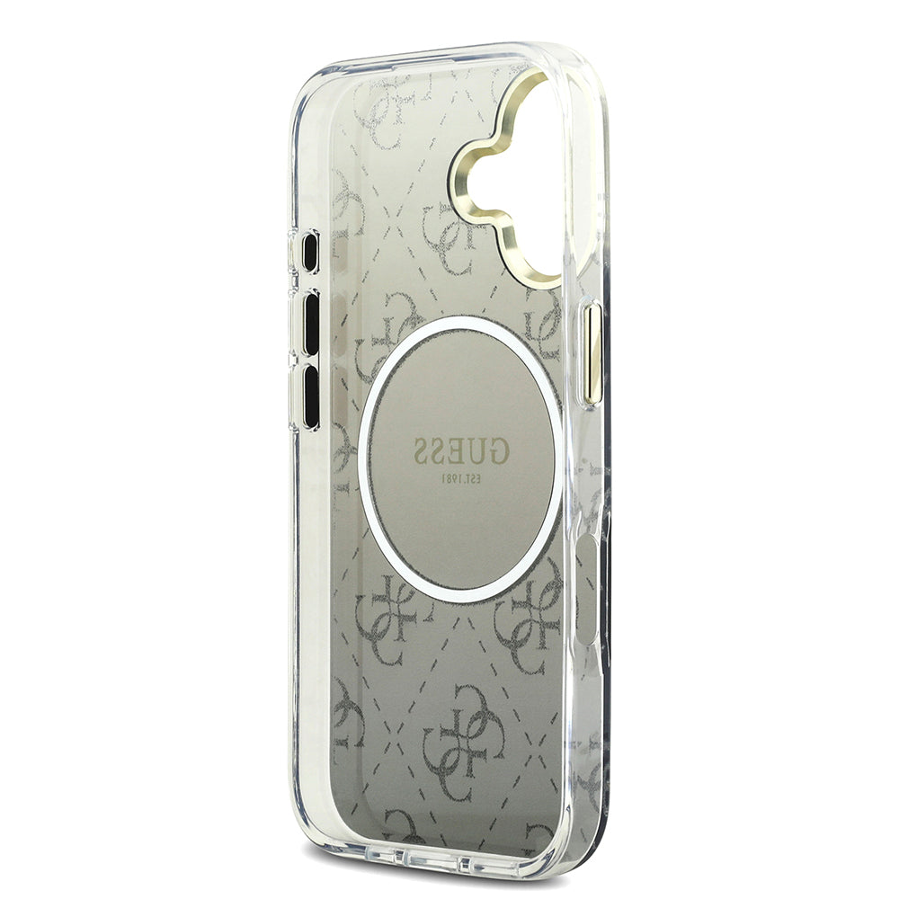 iPhone 17 Kılıf Guess Orijinal Lisanslı M-safe Şarj Özellikli 4G Desenli Simli Silikon Kılıf