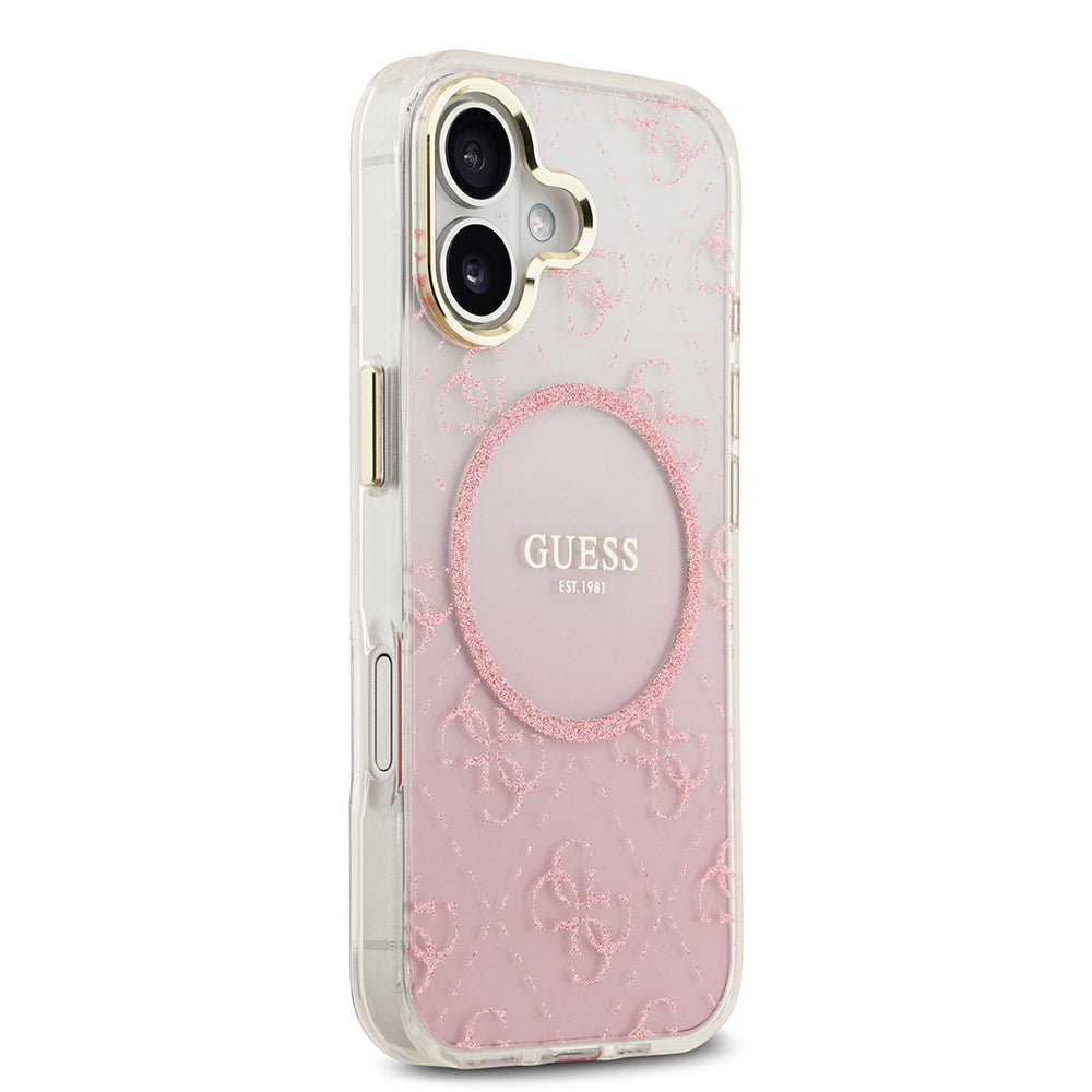 iPhone 17 Kılıf Guess Orijinal Lisanslı M-safe Şarj Özellikli 4G Desenli Simli Silikon Kılıf