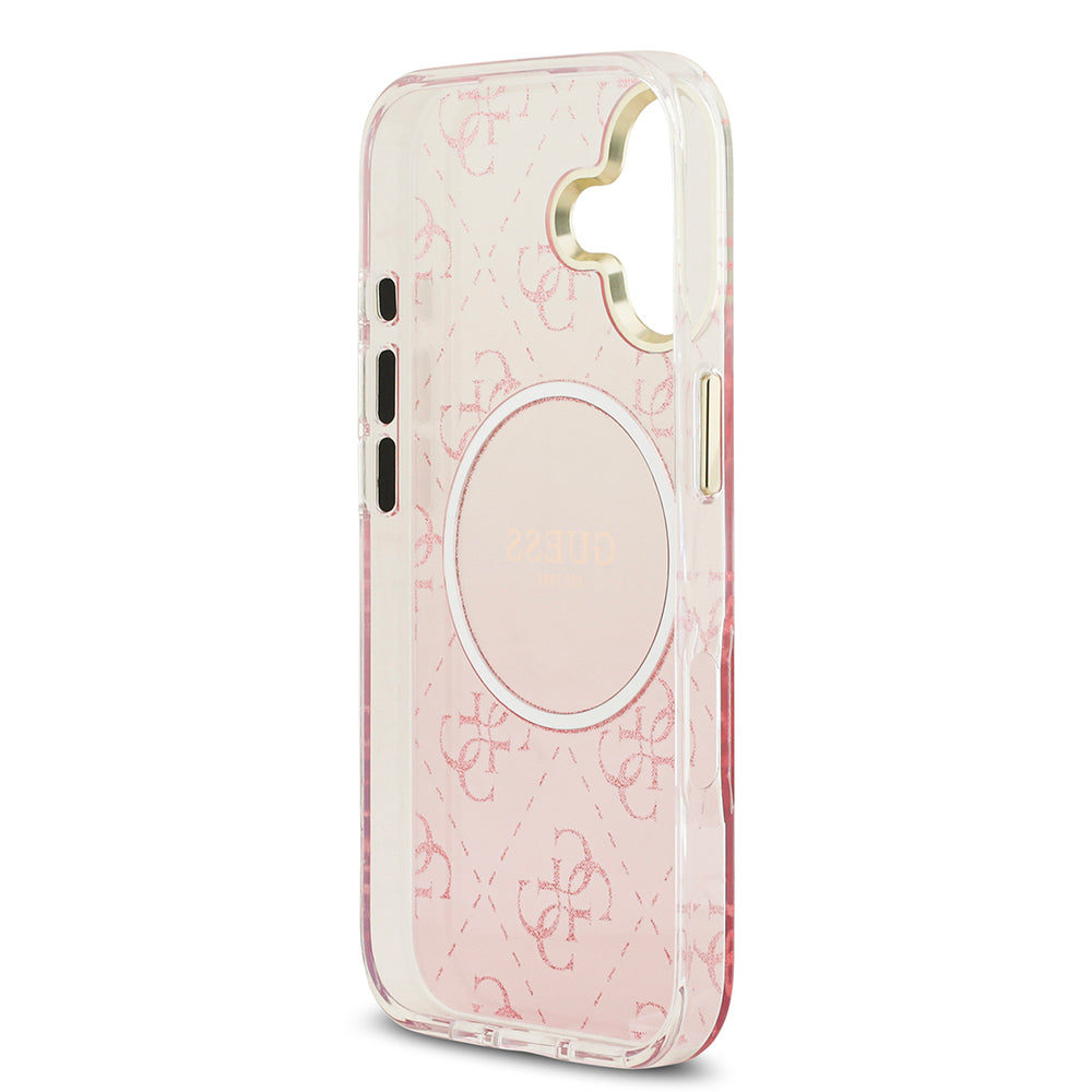 iPhone 17 Kılıf Guess Orijinal Lisanslı M-safe Şarj Özellikli 4G Desenli Simli Silikon Kılıf