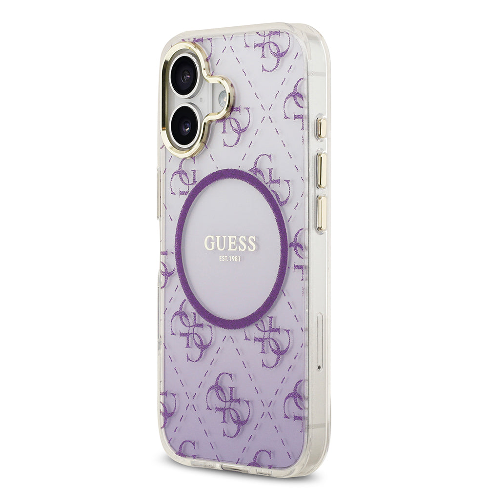 iPhone 17 Kılıf Guess Orijinal Lisanslı M-safe Şarj Özellikli 4G Desenli Simli Silikon Kılıf