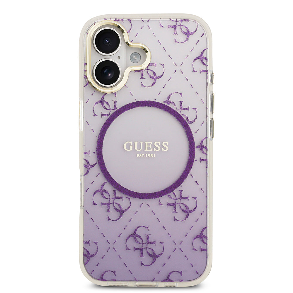 iPhone 17 Kılıf Guess Orijinal Lisanslı M-safe Şarj Özellikli 4G Desenli Simli Silikon Kılıf