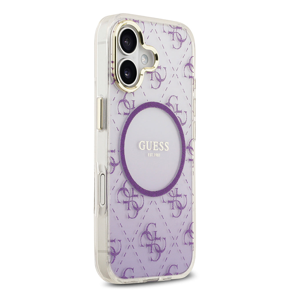 iPhone 17 Kılıf Guess Orijinal Lisanslı M-safe Şarj Özellikli 4G Desenli Simli Silikon Kılıf