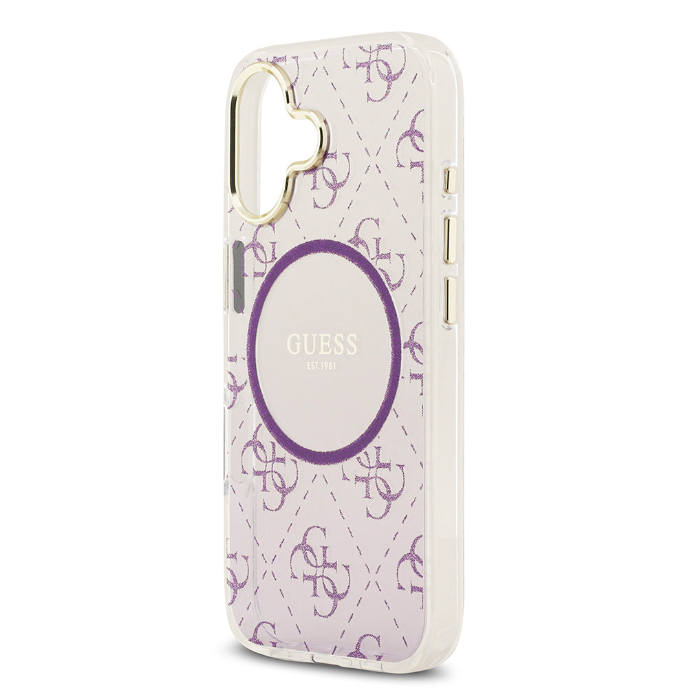 iPhone 17 Kılıf Guess Orijinal Lisanslı M-safe Şarj Özellikli 4G Desenli Simli Silikon Kılıf