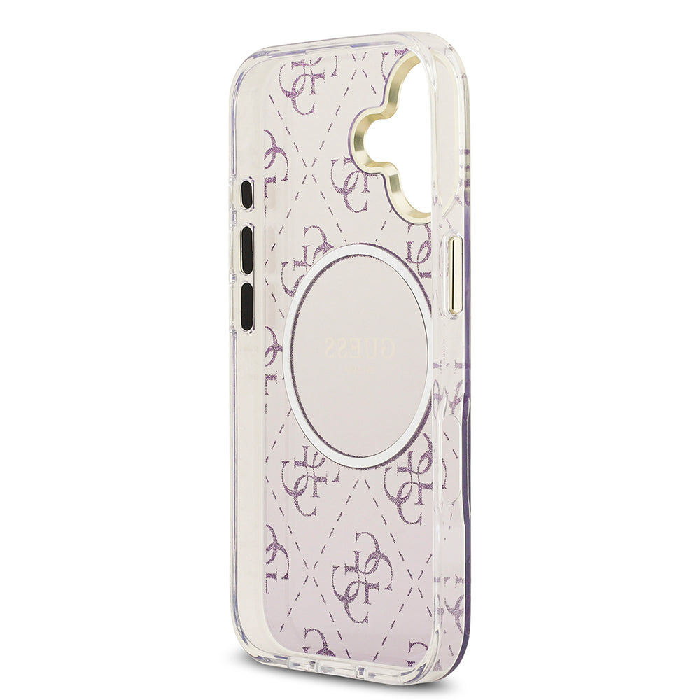 iPhone 17 Kılıf Guess Orijinal Lisanslı M-safe Şarj Özellikli 4G Desenli Simli Silikon Kılıf