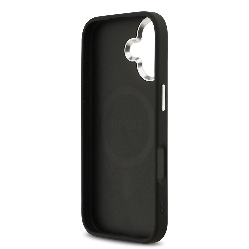 iPhone 17 Kılıf Guess Orijinal Lisanslı M-safe Şarj Özellikli 4G Klasik Yazı Logolu Kılıf
