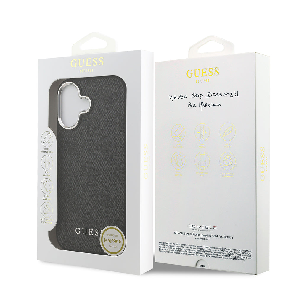 iPhone 17 Kılıf Guess Orijinal Lisanslı M-safe Şarj Özellikli 4G Klasik Yazı Logolu Kılıf