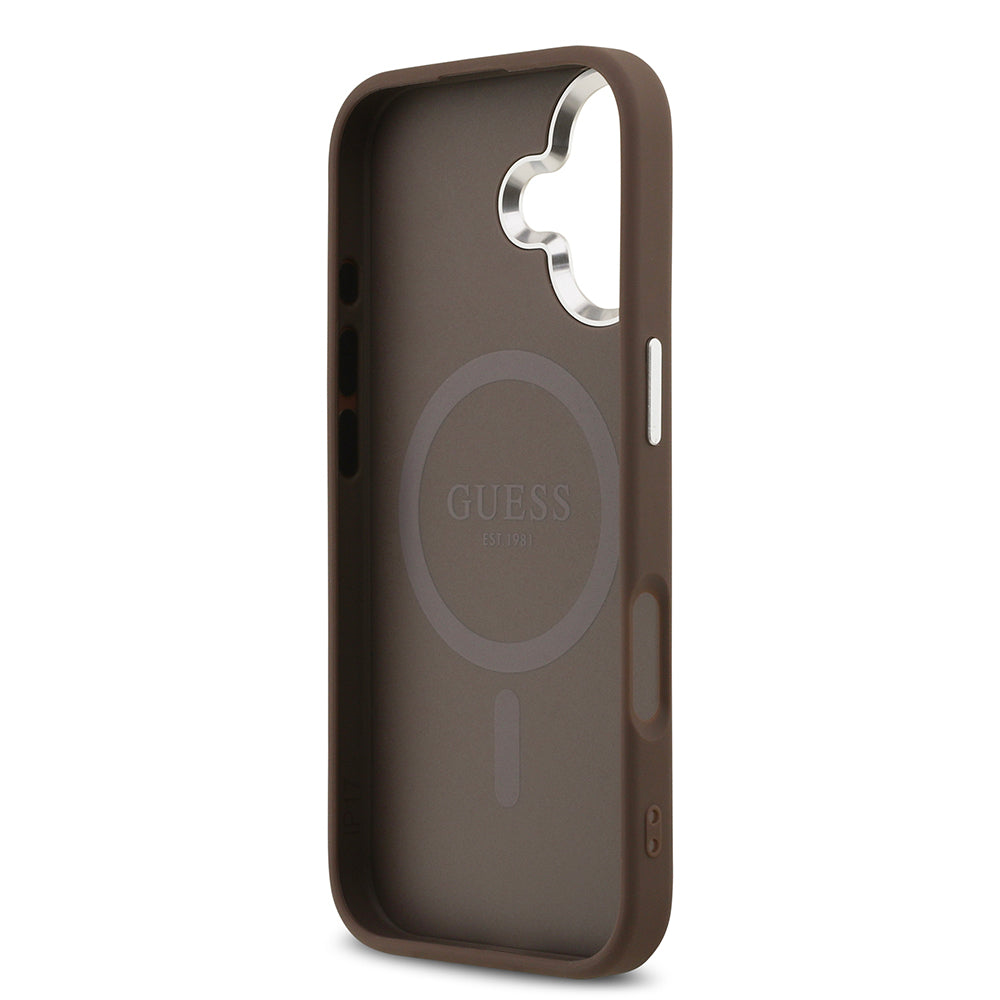 iPhone 17 Kılıf Guess Orijinal Lisanslı M-safe Şarj Özellikli 4G Klasik Yazı Logolu Kılıf