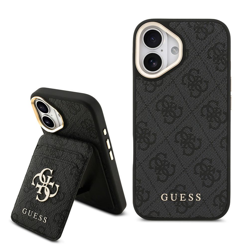 iPhone 17 Kılıf Guess Orijinal Lisanslı M-safe Şarj Özellikli 4G Metal Büyük Logolu Kartlıklı Kılıf