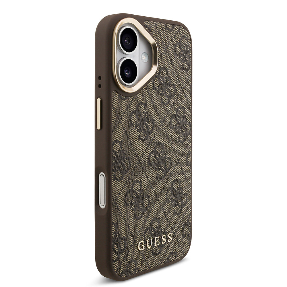 iPhone 17 Kılıf Guess Orijinal Lisanslı M-safe Şarj Özellikli 4G Metal Büyük Logolu Kartlıklı Kılıf