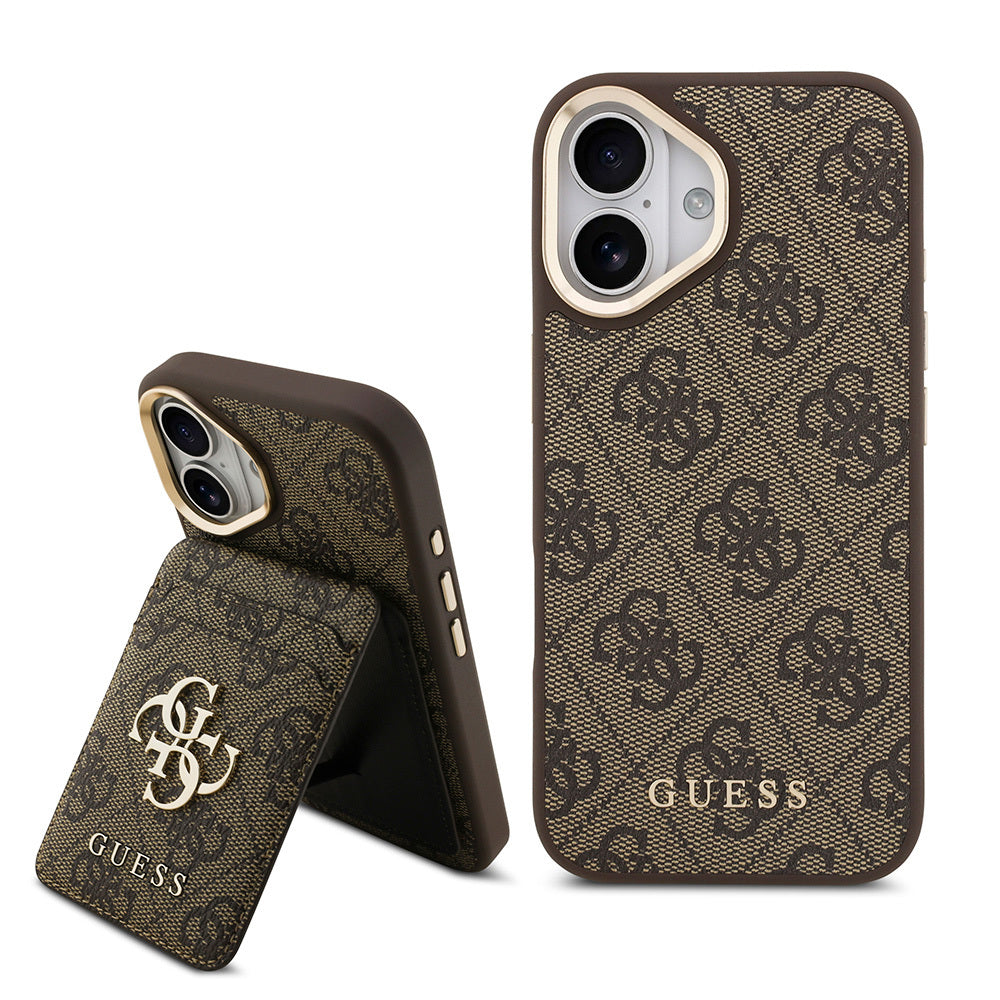 iPhone 17 Kılıf Guess Orijinal Lisanslı M-safe Şarj Özellikli 4G Metal Büyük Logolu Kartlıklı Kılıf