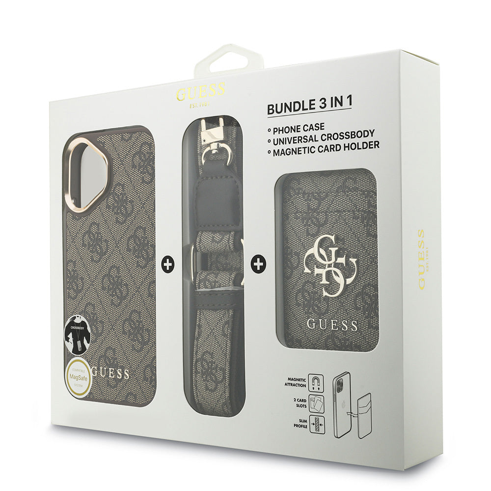 iPhone 17 Kılıf Guess Orijinal Lisanslı M-safe Şarj Özellikli Askılı ve 4G Logo Kartlıklı Kılıf