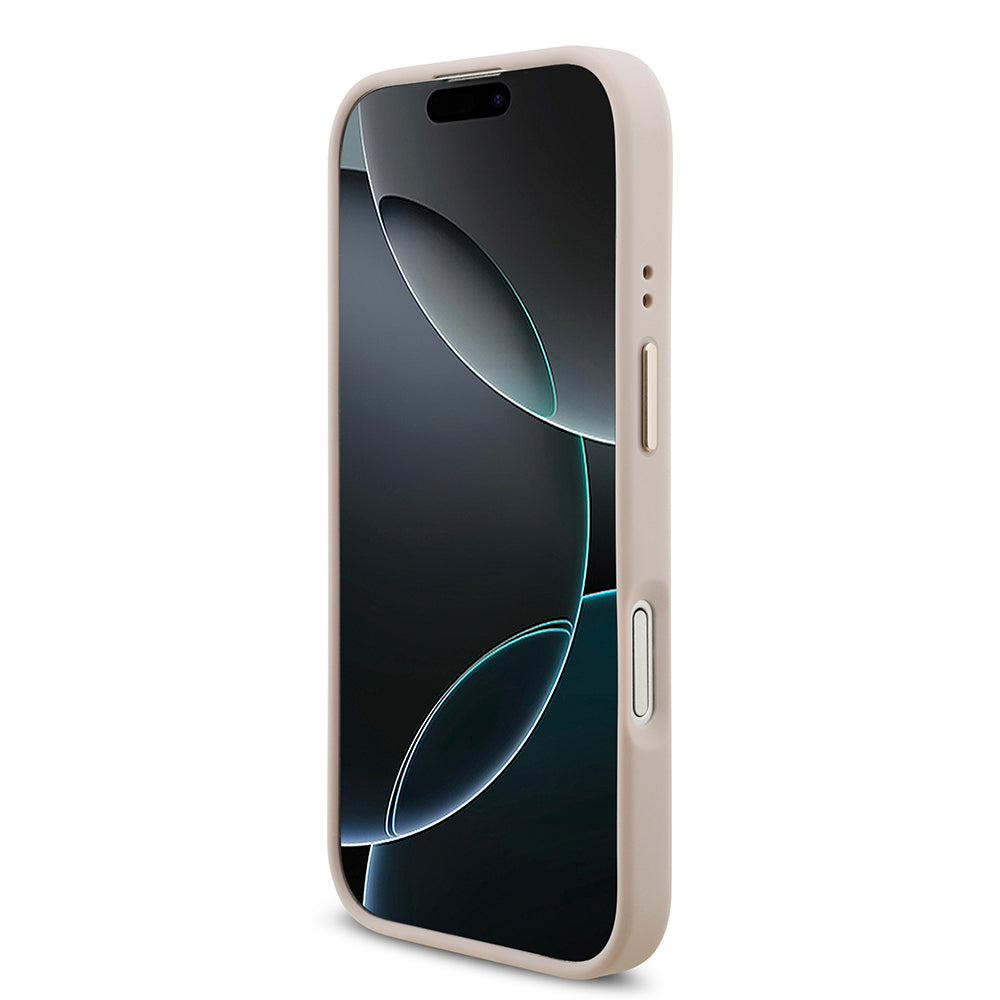iPhone 17 Kılıf Guess Orijinal Lisanslı M-safe Şarj Özellikli Gold Metal Kamera Çerçeveli Taşlı 4G Logolu Kılıf
