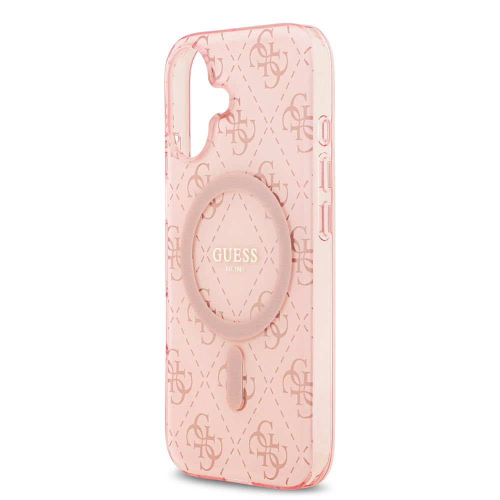 iPhone 17 Kılıf Guess Orijinal Lisanslı M-safe Şarj Özellikli IML Baskılı Klasik Logolu 4G Desenli Kılıf
