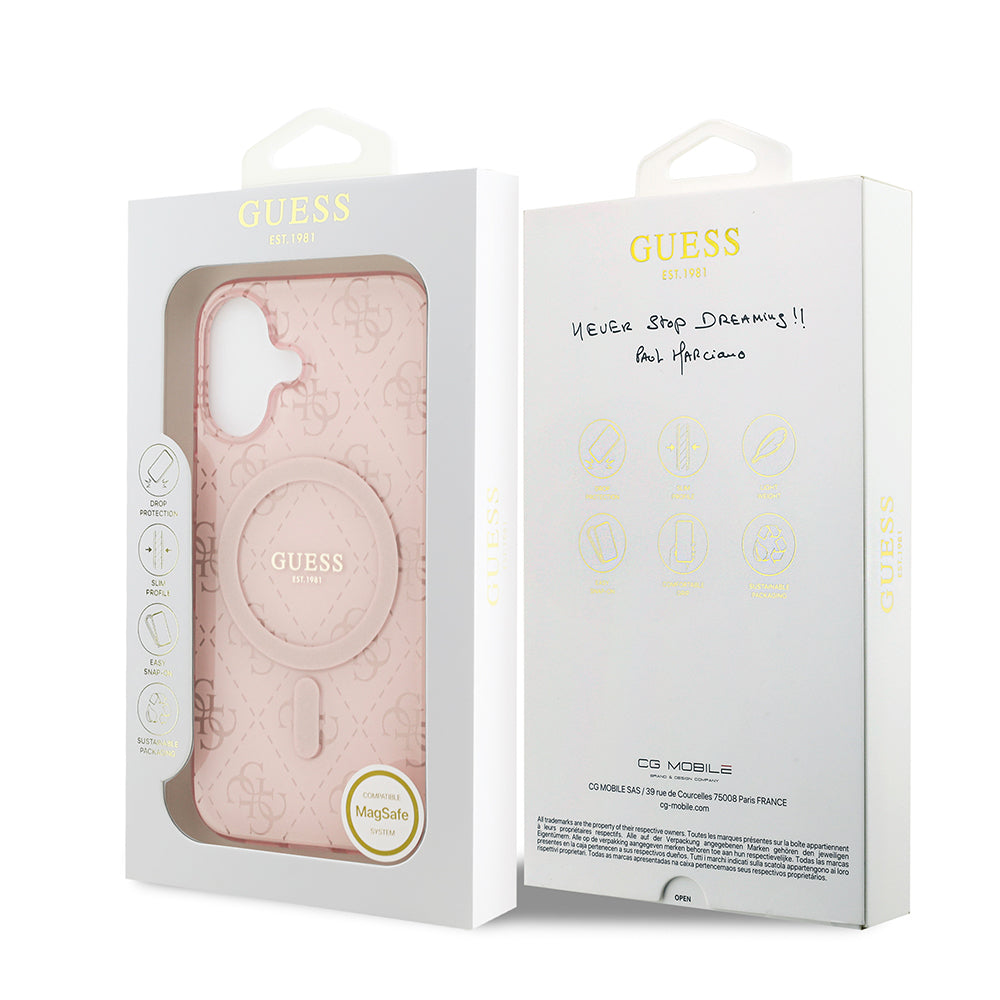 iPhone 17 Kılıf Guess Orijinal Lisanslı M-safe Şarj Özellikli IML Baskılı Klasik Logolu 4G Desenli Kılıf