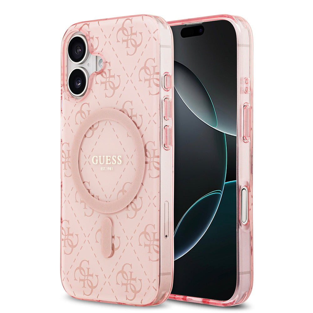 iPhone 17 Kılıf Guess Orijinal Lisanslı M-safe Şarj Özellikli IML Baskılı Klasik Logolu 4G Desenli Kılıf