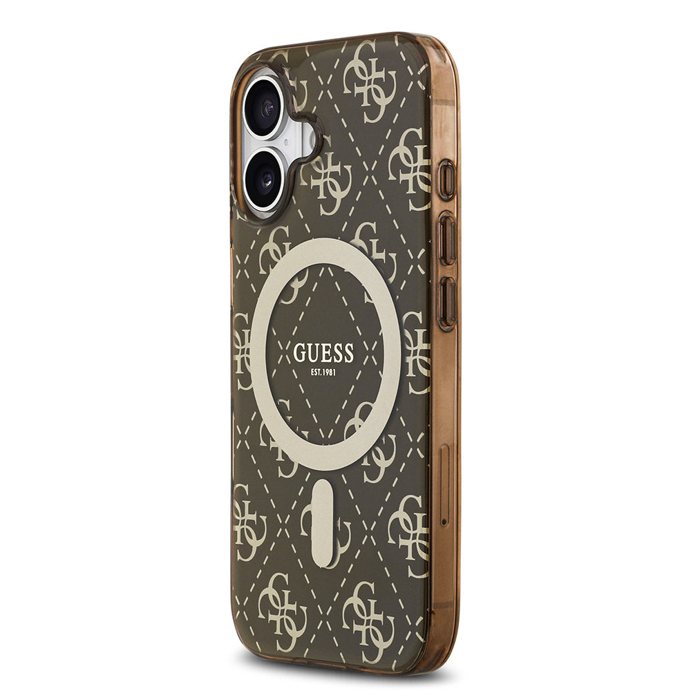 iPhone 17 Kılıf Guess Orijinal Lisanslı M-safe Şarj Özellikli IML Baskılı Klasik Logolu 4G Desenli Kılıf