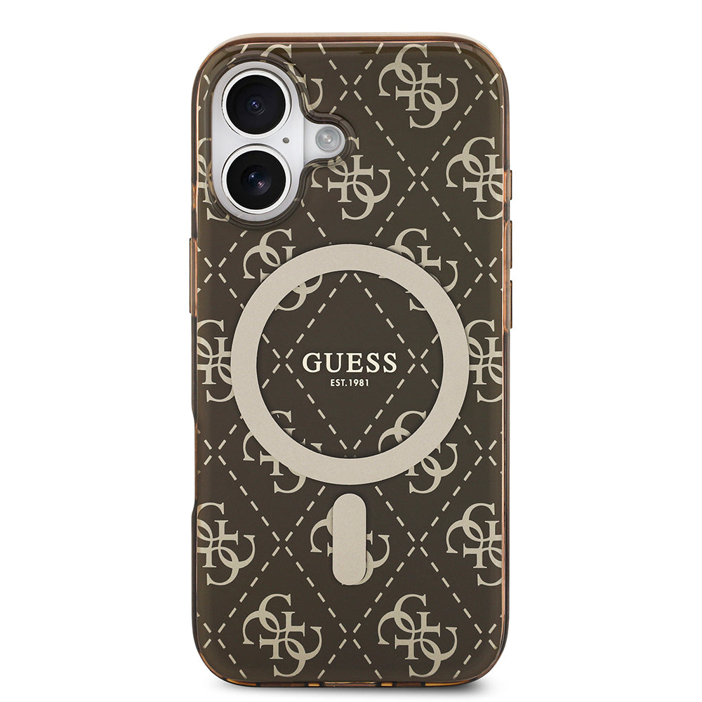 iPhone 17 Kılıf Guess Orijinal Lisanslı M-safe Şarj Özellikli IML Baskılı Klasik Logolu 4G Desenli Kılıf