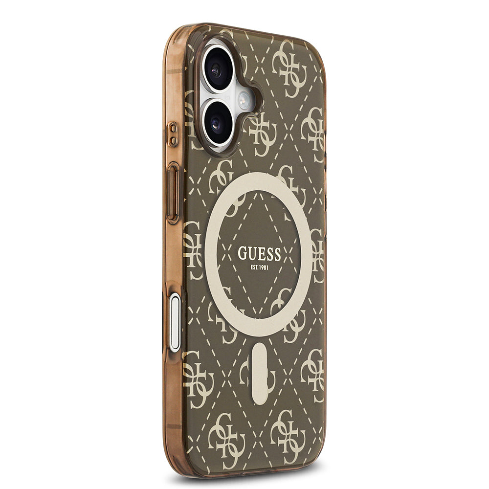iPhone 17 Kılıf Guess Orijinal Lisanslı M-safe Şarj Özellikli IML Baskılı Klasik Logolu 4G Desenli Kılıf
