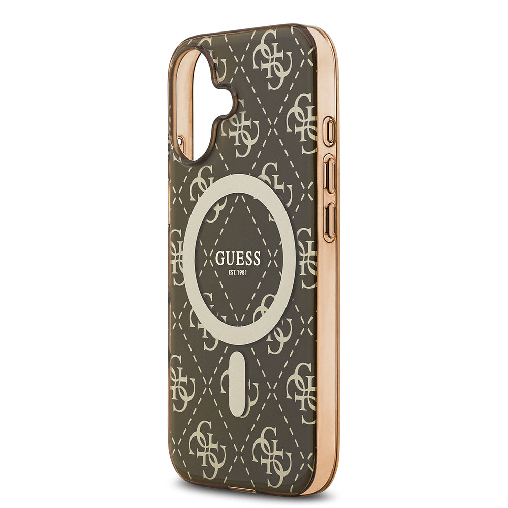 iPhone 17 Kılıf Guess Orijinal Lisanslı M-safe Şarj Özellikli IML Baskılı Klasik Logolu 4G Desenli Kılıf