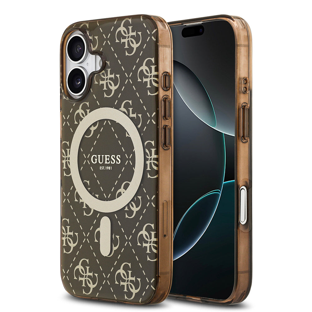 iPhone 17 Kılıf Guess Orijinal Lisanslı M-safe Şarj Özellikli IML Baskılı Klasik Logolu 4G Desenli Kılıf