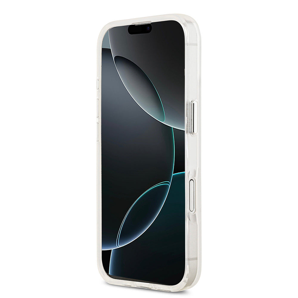 iPhone 17 Kılıf Guess Orijinal Lisanslı M-safe Şarj Özellikli IML Baskılı Üçgen Logolu Metal Kamera Çerçeveli Kılıf