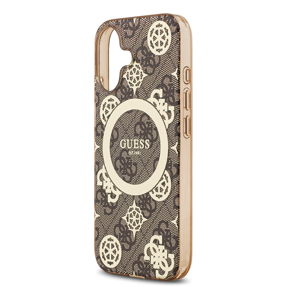 iPhone 17 Kılıf Guess Orijinal Lisanslı M-safe Şarj Özellikli IML Peony ve 4G Desenli Klasik Logolu Kılıf