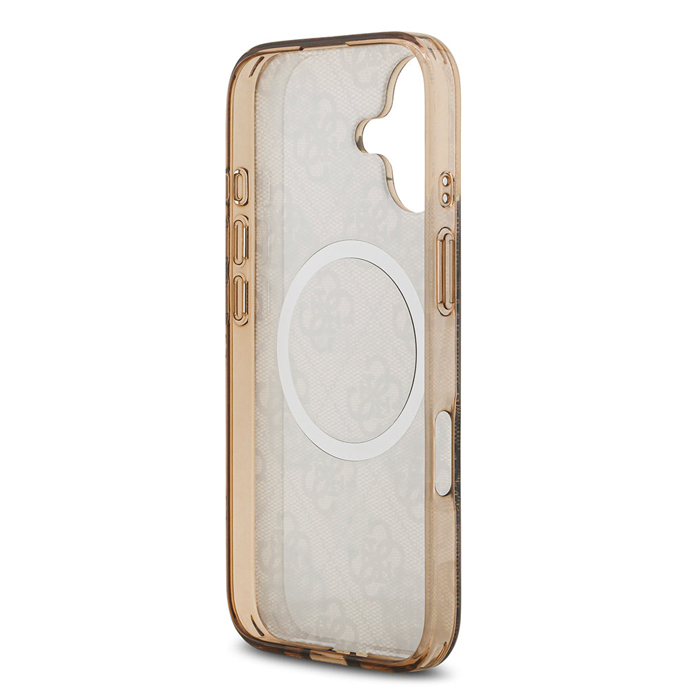 iPhone 17 Kılıf Guess Orijinal Lisanslı M-safe Şarj Özellikli IML Peony ve 4G Desenli Klasik Logolu Kılıf