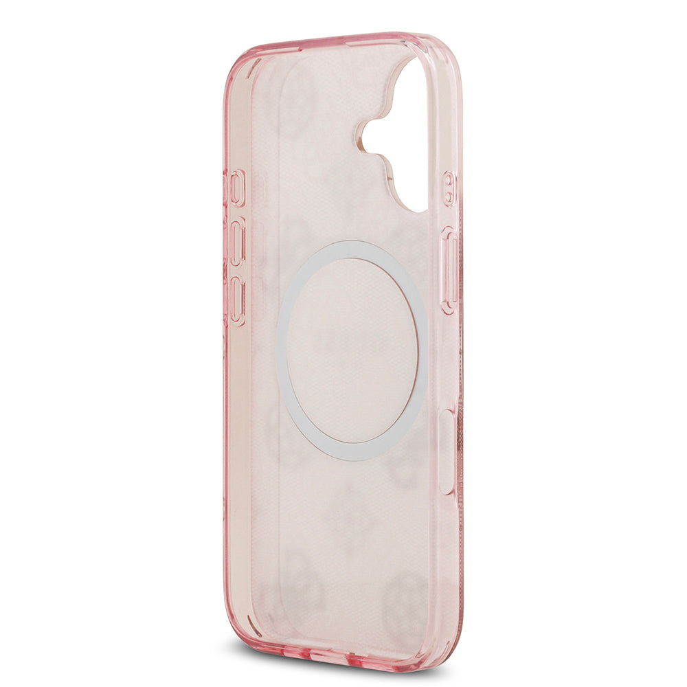 iPhone 17 Kılıf Guess Orijinal Lisanslı M-safe Şarj Özellikli IML Peony ve 4G Desenli Klasik Logolu Kılıf