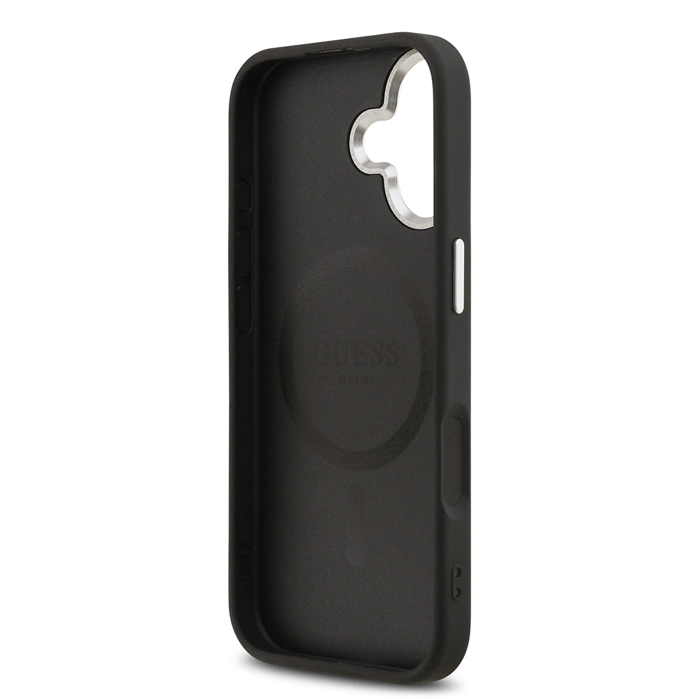 iPhone 17 Kılıf Guess Orijinal Lisanslı M-safe Şarj Özellikli Klasik Yazı Logolu PU Deri Kılıf